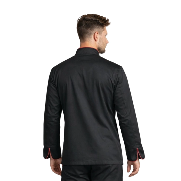 Bluza kucharska czarna długi rękaw lamówka roz.3XL